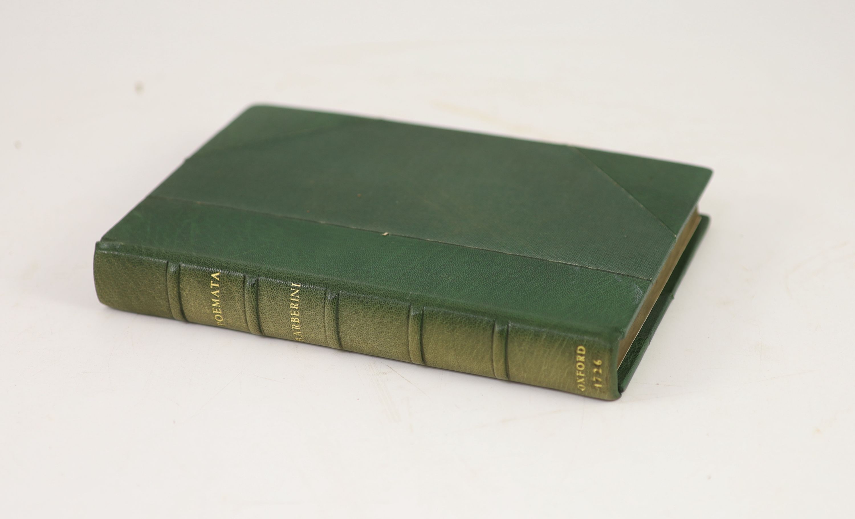 Barberini, Maffeo (Pope Urban VIII) - Poemata ... edidit Josephus Brown ... portrait frontis., 2 pictorial vignettes; newly rebound green half morocco and cloth, gilt-lettered panelled